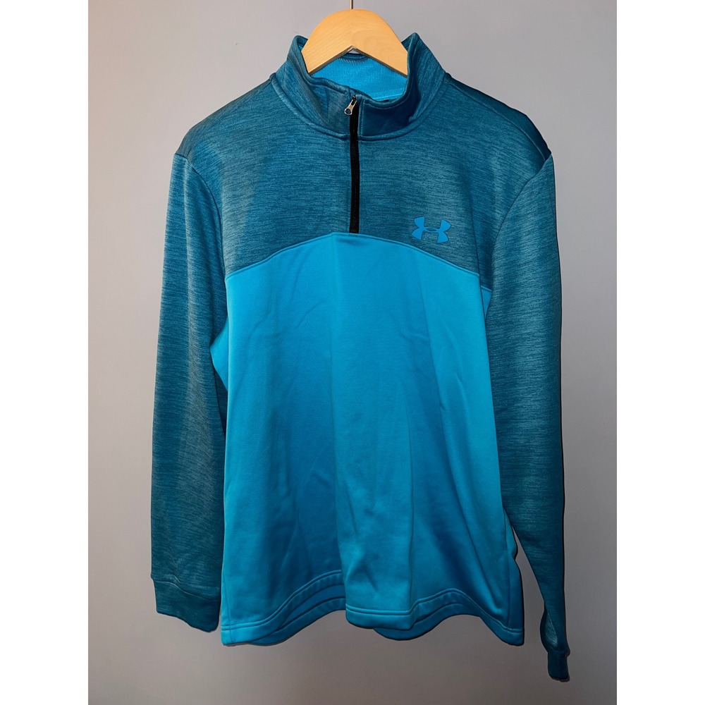 Under‎ Armour Mens ColdGear 1/4 Zip Pullover Blue Space Dye Loose Fit Large LG